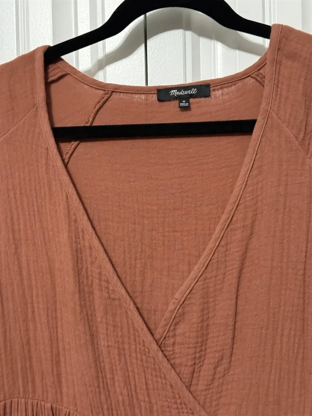 Madewell Dress Medium Crisscross Style Puff Sleeve Terracotta